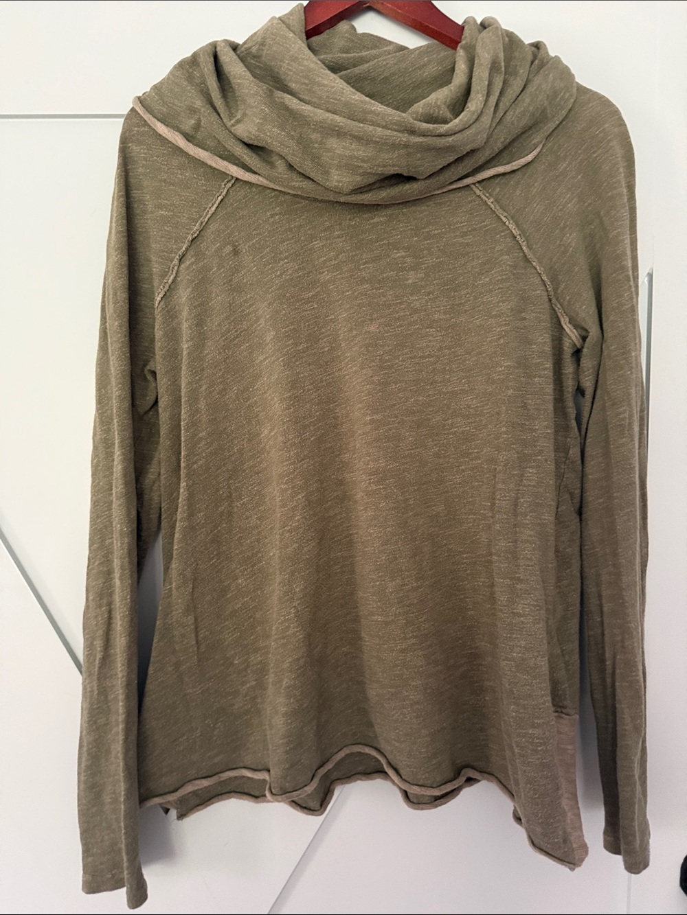Relaxed Cowl Neck Sweater in Olive